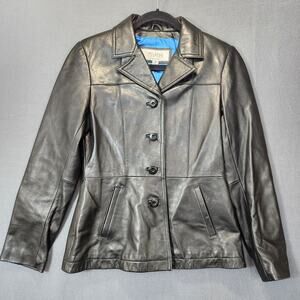 Wilsons Leather Jacket Maxima Womens Small Black Biker Moto Mob Wife City FLAWS